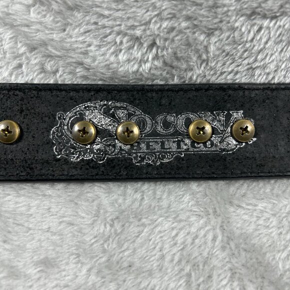 Nocona Belt Size 44 Black Silver Tone Concho's Vintage Leather Western Rodeo - Picture 4 of 8